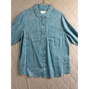 Charter Club Button‎ Up Men's Medium Long Sleeve Linen